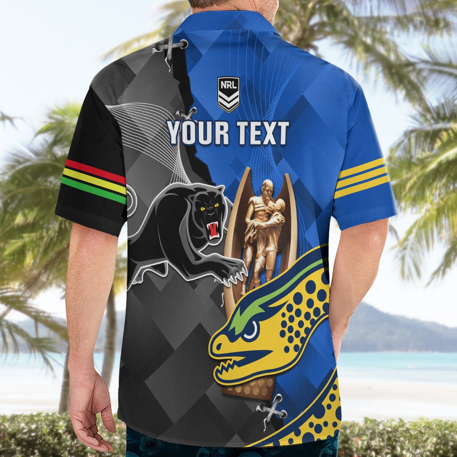 Personalised Panthers And Eels Hawaiian Shirt Sporty Version - Vibe Hoodie Shop