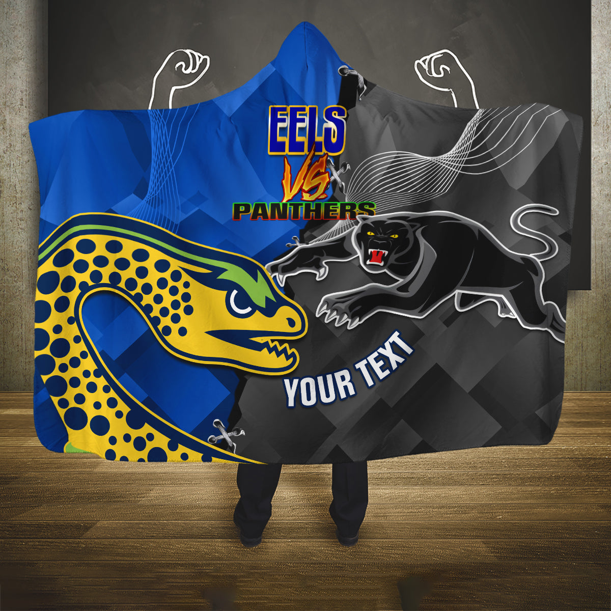 personalised-panthers-and-eels-hooded-blanket-sporty-version