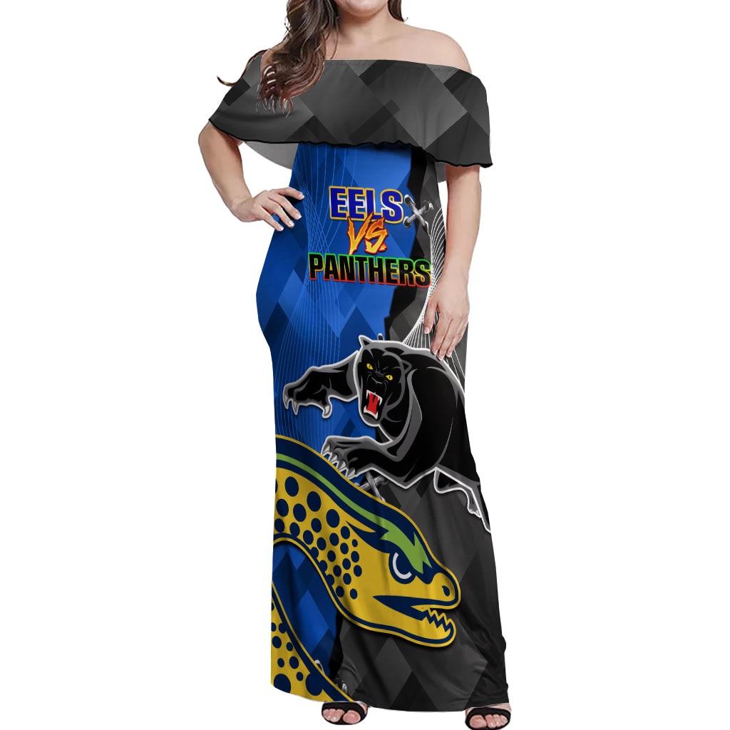 personalised-panthers-and-eels-off-shoulder-maxi-dress-sporty-version