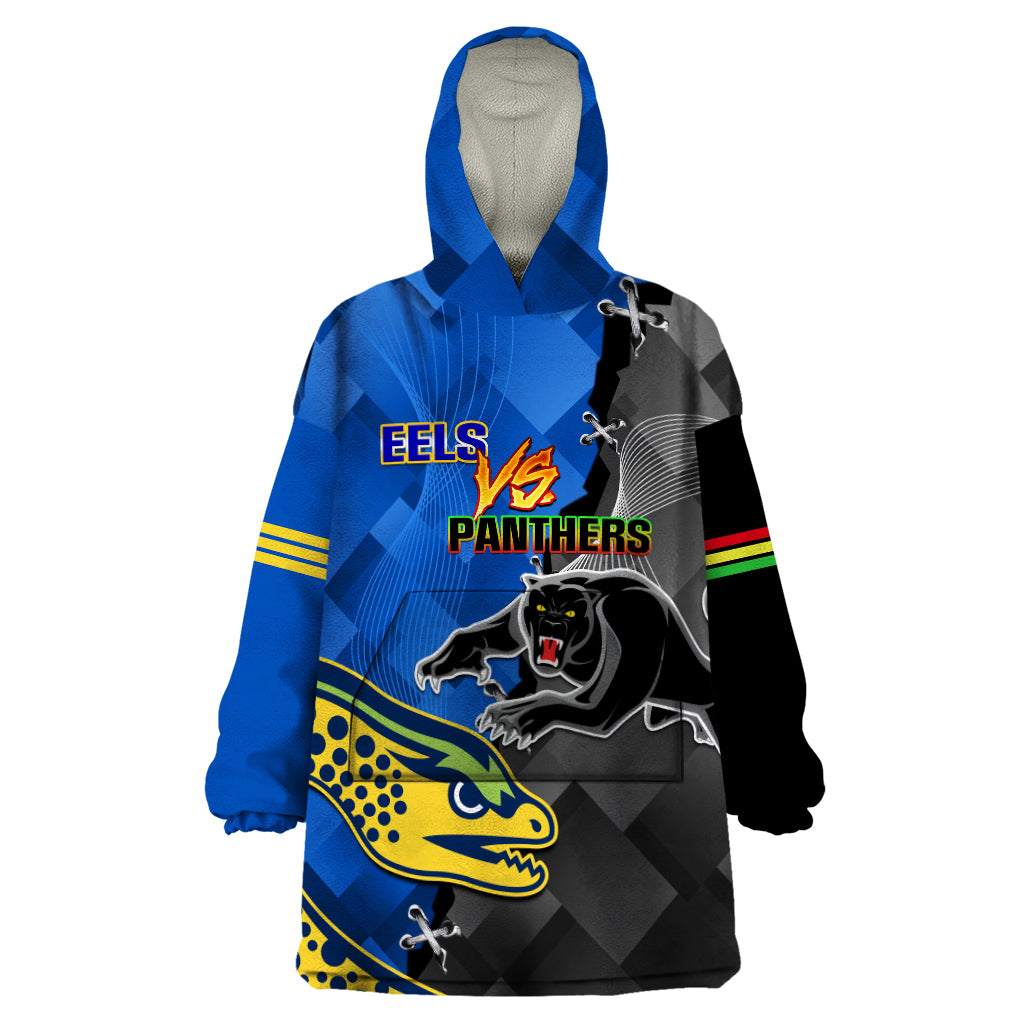 Personalised Panthers And Eels Wearable Blanket Hoodie Sporty Version - Vibe Hoodie Shop