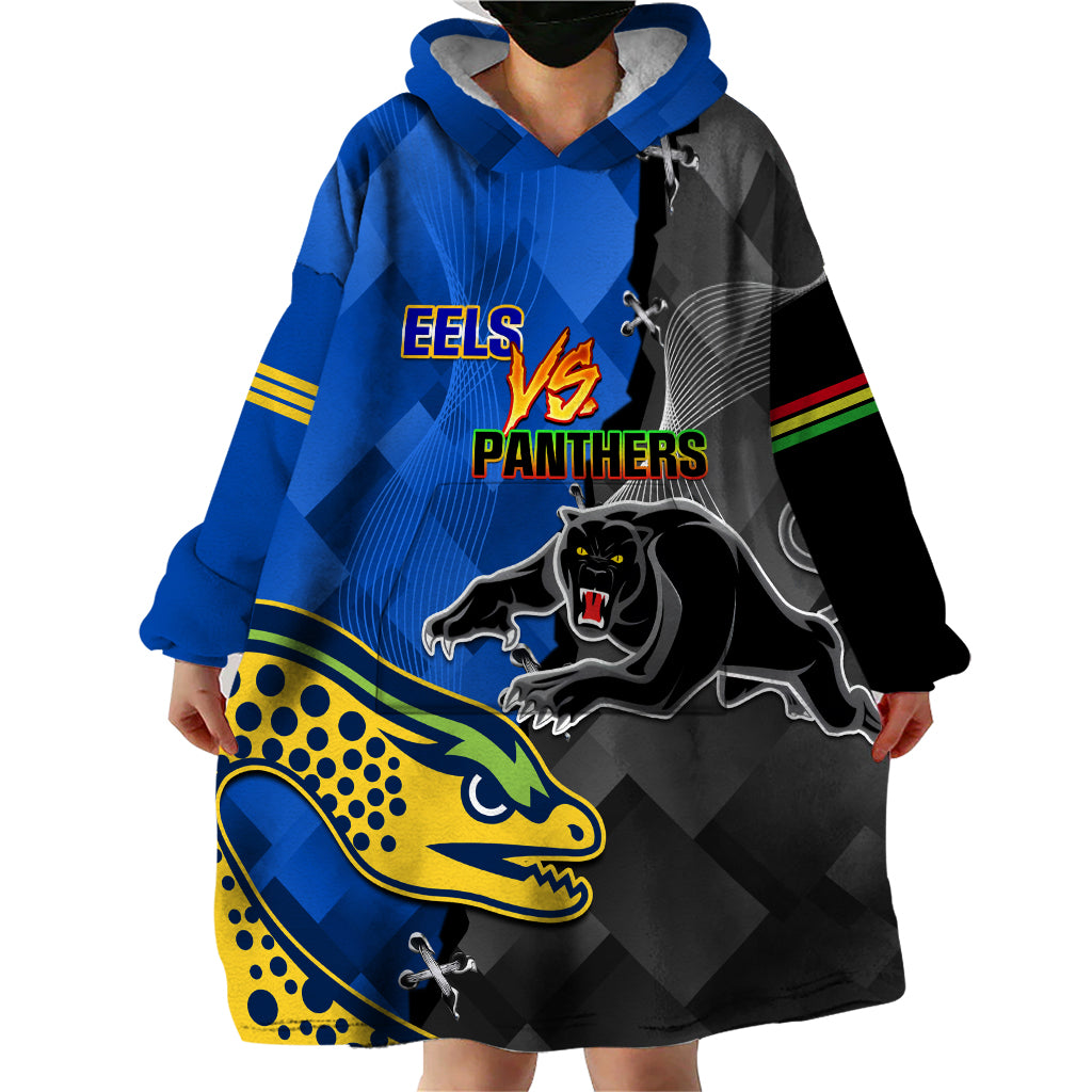 Personalised Panthers And Eels Wearable Blanket Hoodie Sporty Version - Vibe Hoodie Shop