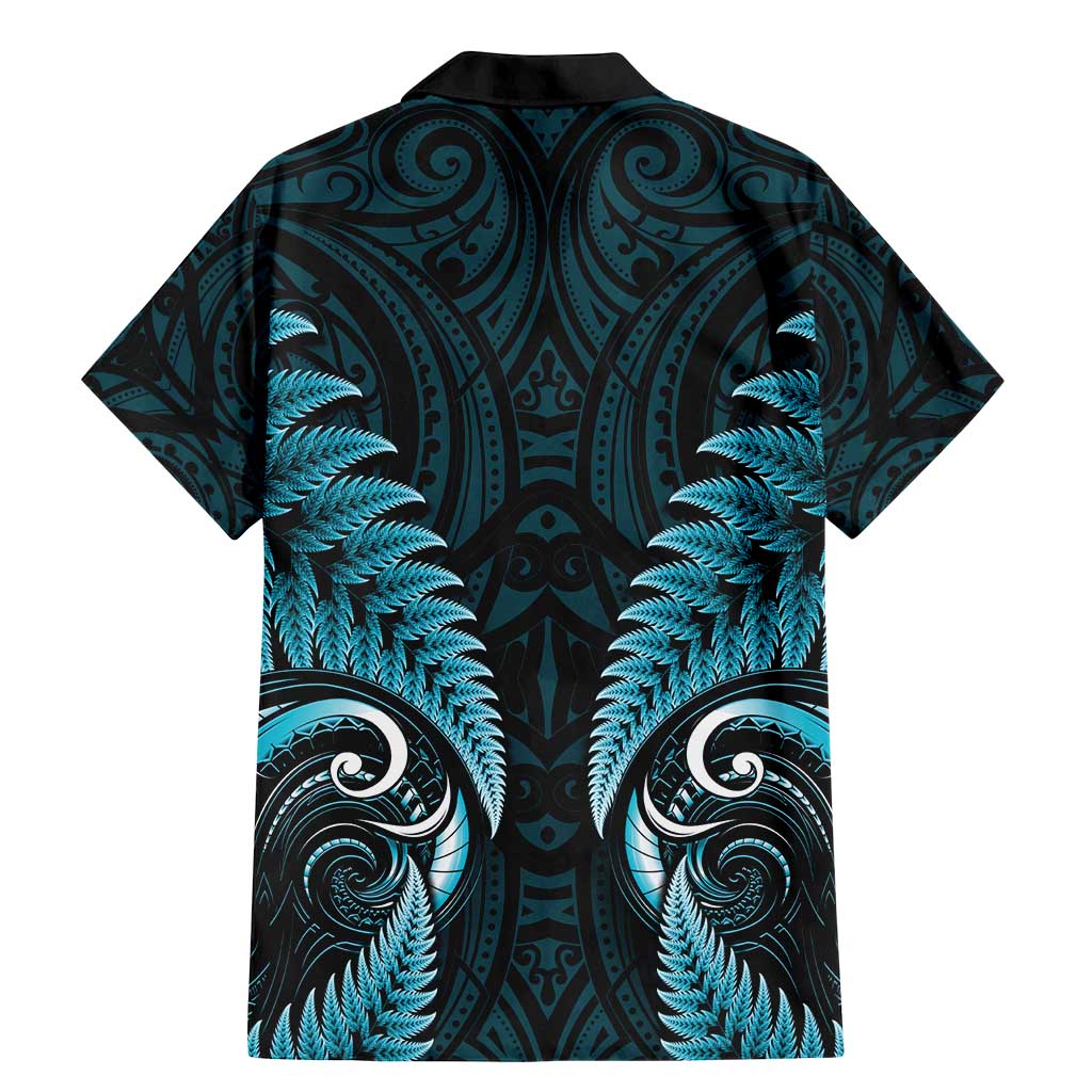 Aotearoa Pounamu Niho Family Matching Mermaid Dress and Hawaiian Shirt Silver Fern Mix Maori Pattern - Turquoise