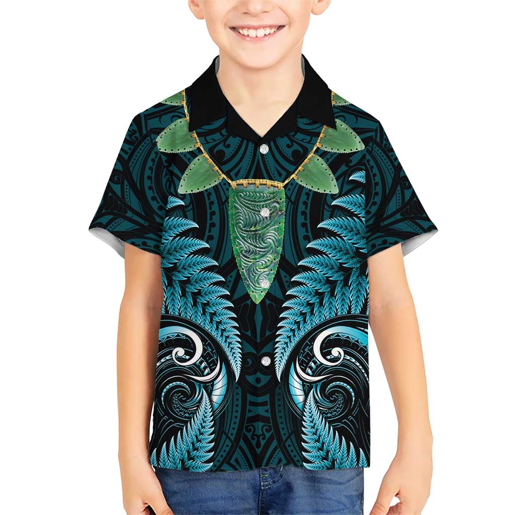 Aotearoa Pounamu Niho Hawaiian Shirt Silver Fern Mix Maori Pattern - Turquoise - Vibe Hoodie Shop