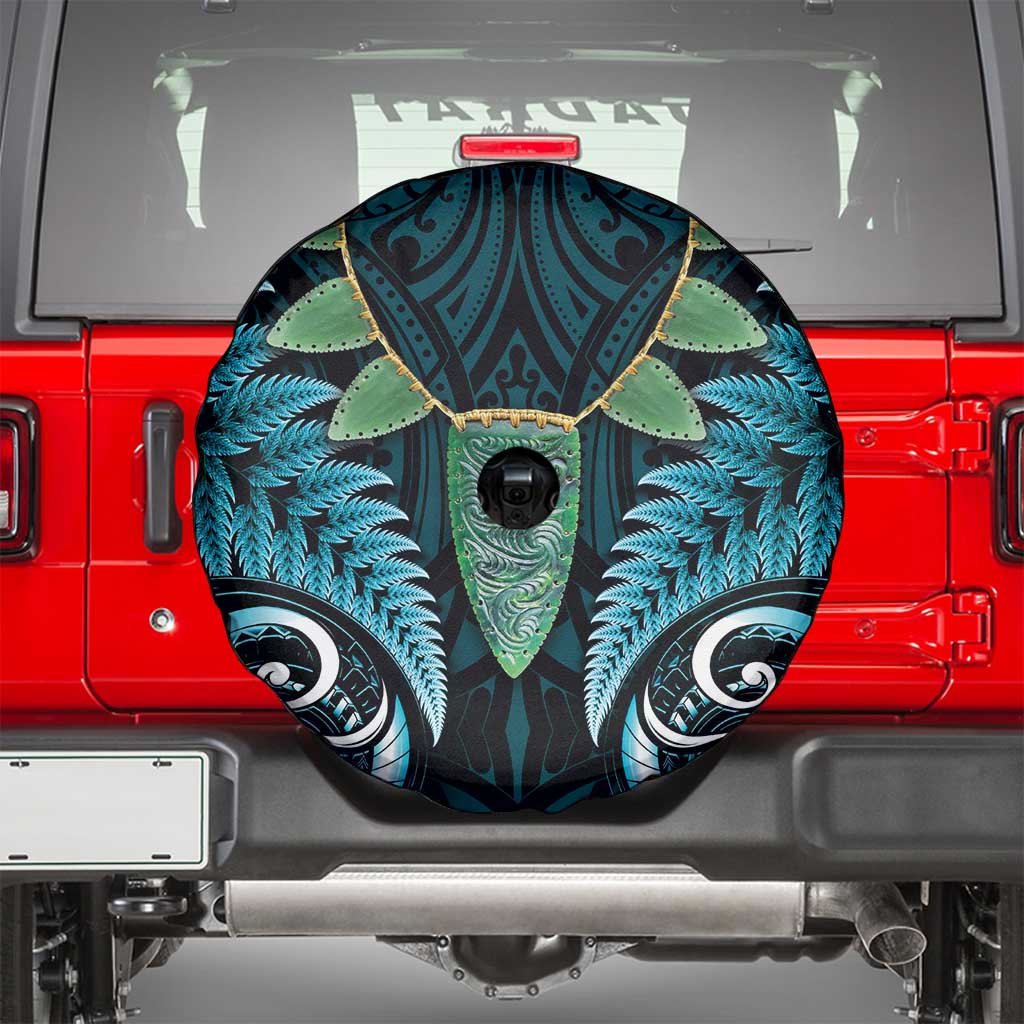 Aotearoa Pounamu Niho Spare Tire Cover Silver Fern Mix Maori Pattern - Turquoise - Vibe Hoodie Shop