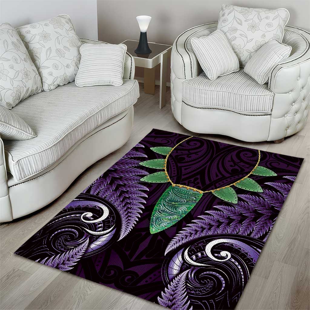 Aotearoa Pounamu Niho Area Rug Silver Fern Mix Maori Pattern - Purple - Vibe Hoodie Shop