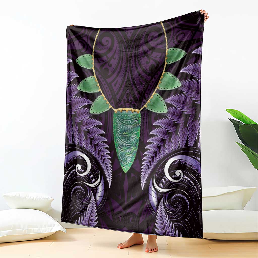 Aotearoa Pounamu Niho Blanket Silver Fern Mix Maori Pattern - Purple - Vibe Hoodie Shop