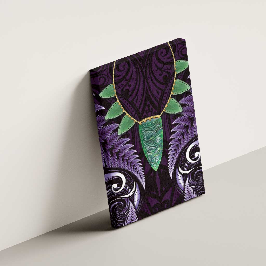 Aotearoa Pounamu Niho Canvas Wall Art Silver Fern Mix Maori Pattern - Purple