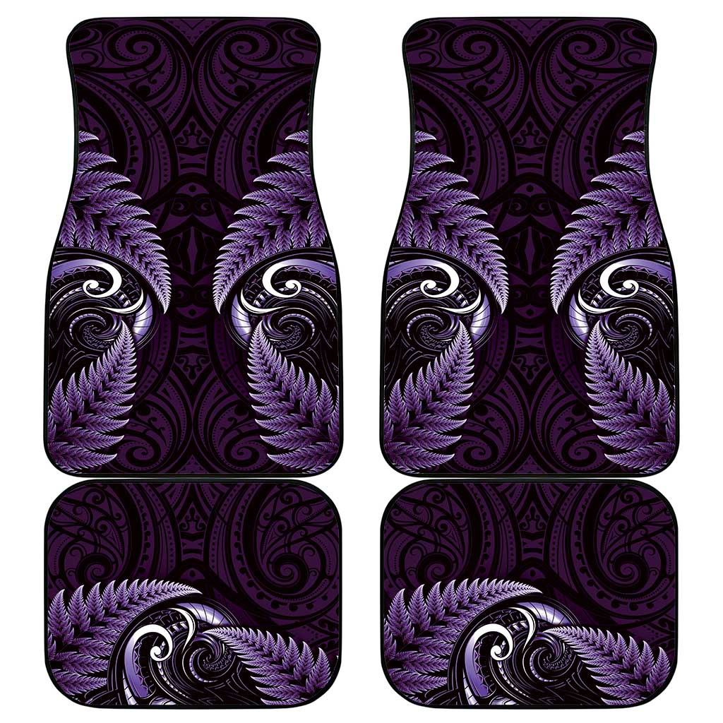 Aotearoa Pounamu Niho Car Mats Silver Fern Mix Maori Pattern - Purple