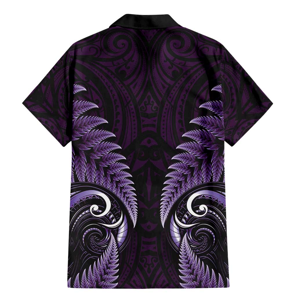 Aotearoa Pounamu Niho Family Matching Mermaid Dress and Hawaiian Shirt Silver Fern Mix Maori Pattern - Purple