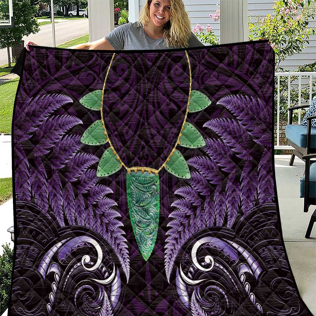 Aotearoa Pounamu Niho Quilt Silver Fern Mix Maori Pattern - Purple - Vibe Hoodie Shop