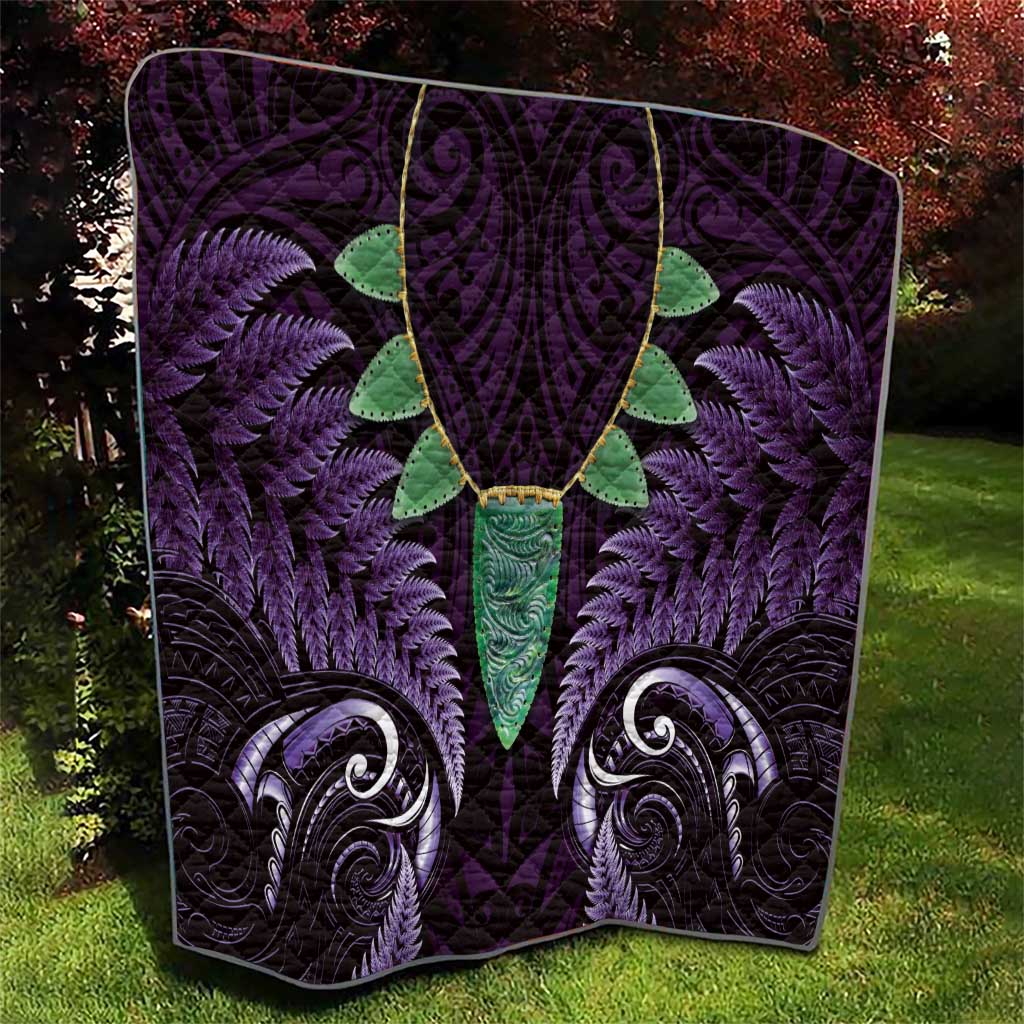 Aotearoa Pounamu Niho Quilt Silver Fern Mix Maori Pattern - Purple - Vibe Hoodie Shop