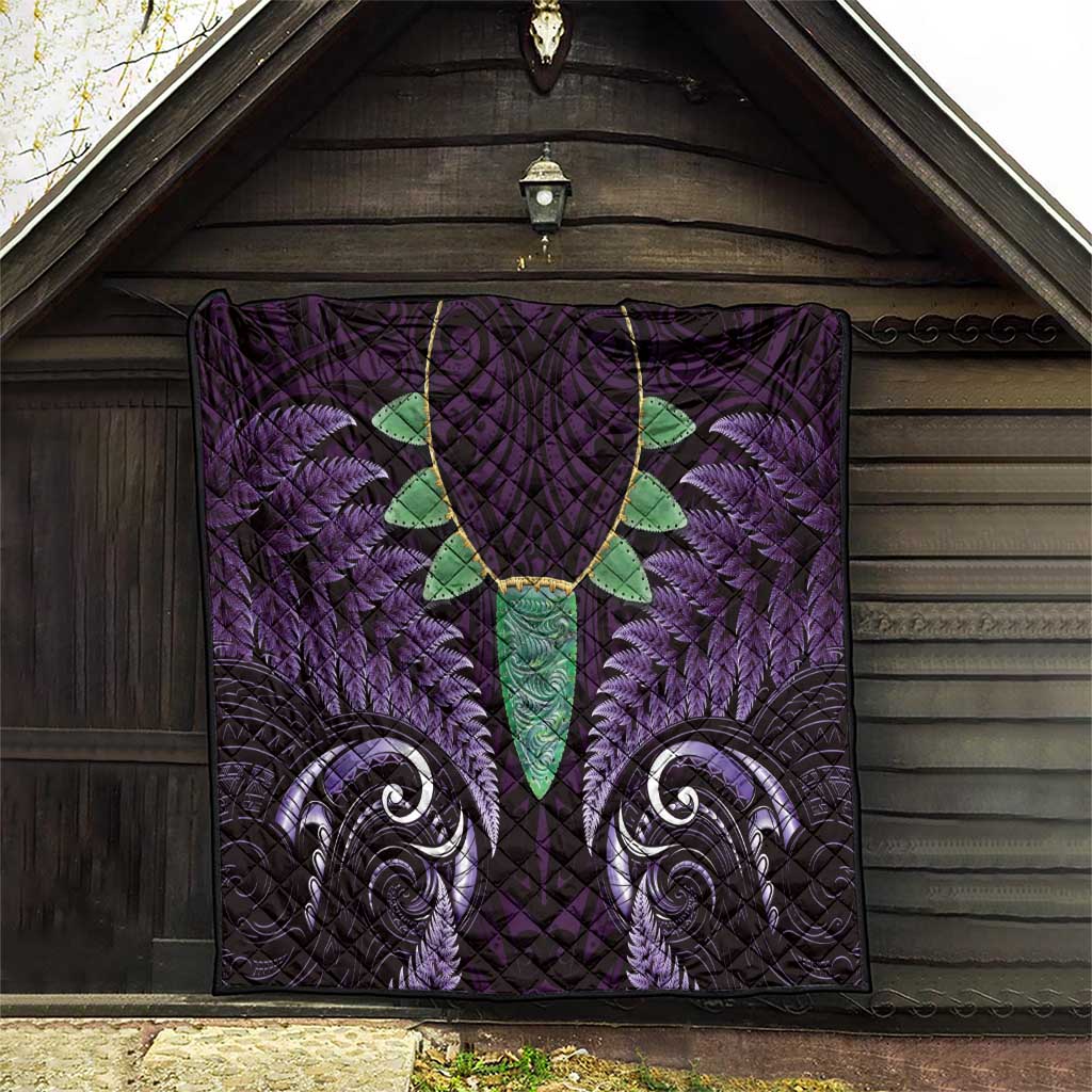 Aotearoa Pounamu Niho Quilt Silver Fern Mix Maori Pattern - Purple - Vibe Hoodie Shop