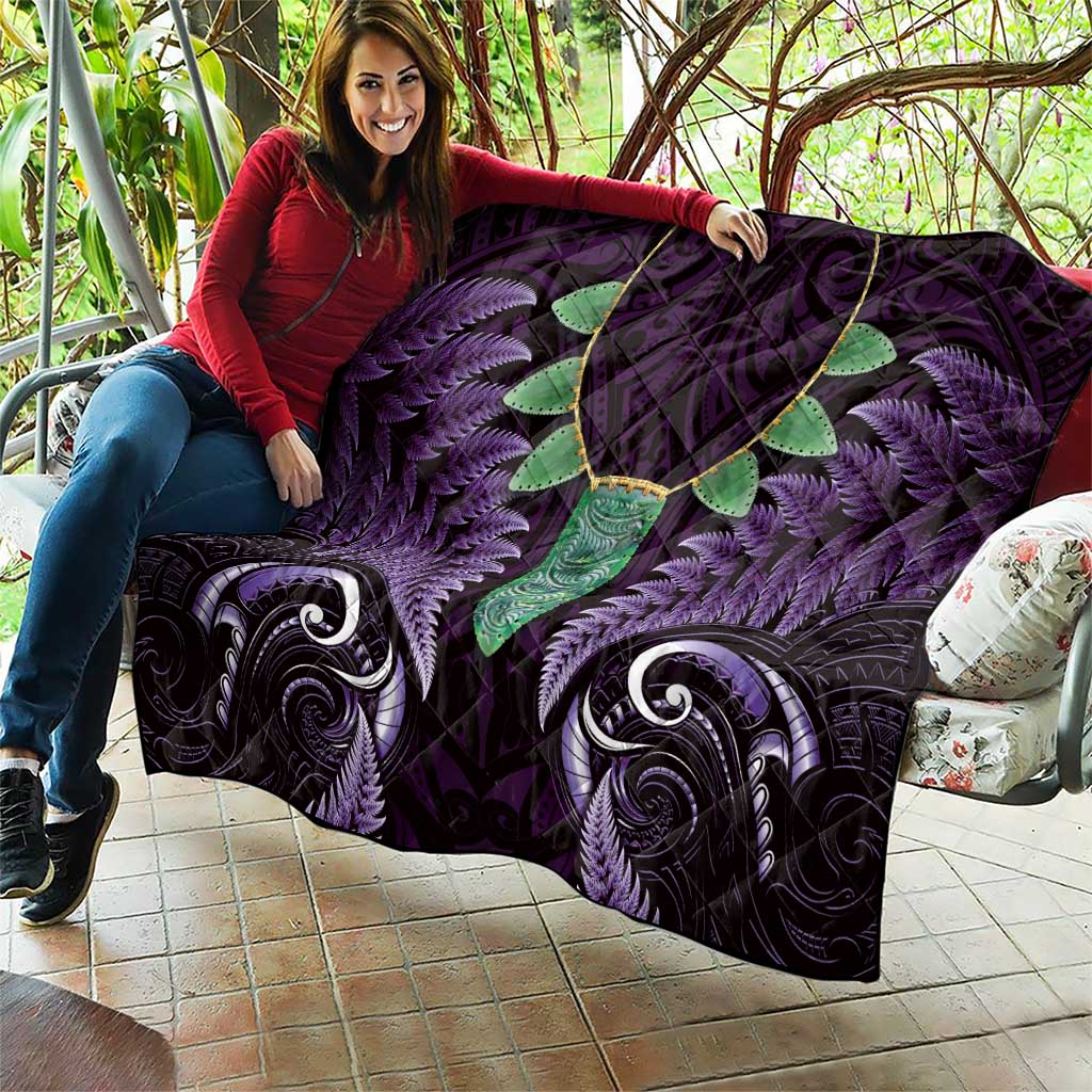 Aotearoa Pounamu Niho Quilt Silver Fern Mix Maori Pattern - Purple - Vibe Hoodie Shop