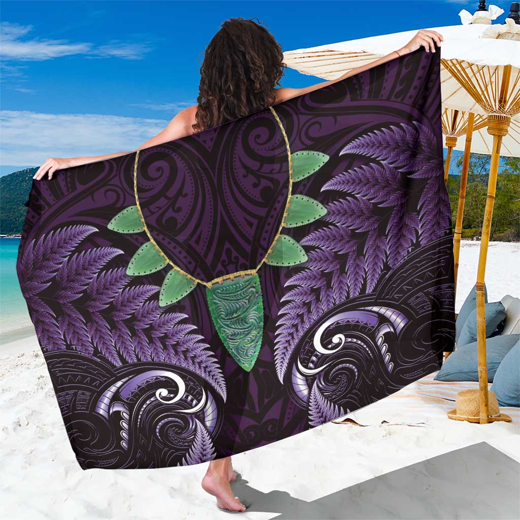 Aotearoa Pounamu Niho Sarong Silver Fern Mix Maori Pattern - Purple - Vibe Hoodie Shop