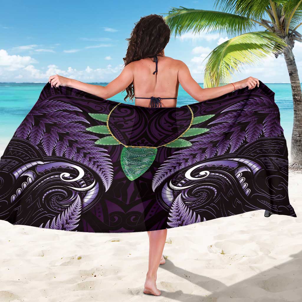 Aotearoa Pounamu Niho Sarong Silver Fern Mix Maori Pattern - Purple - Vibe Hoodie Shop