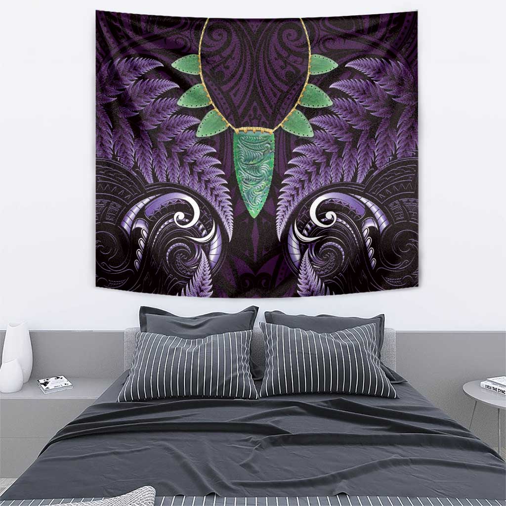 Aotearoa Pounamu Niho Tapestry Silver Fern Mix Maori Pattern - Purple - Vibe Hoodie Shop