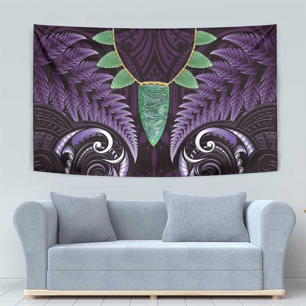 Aotearoa Pounamu Niho Tapestry Silver Fern Mix Maori Pattern - Purple - Vibe Hoodie Shop