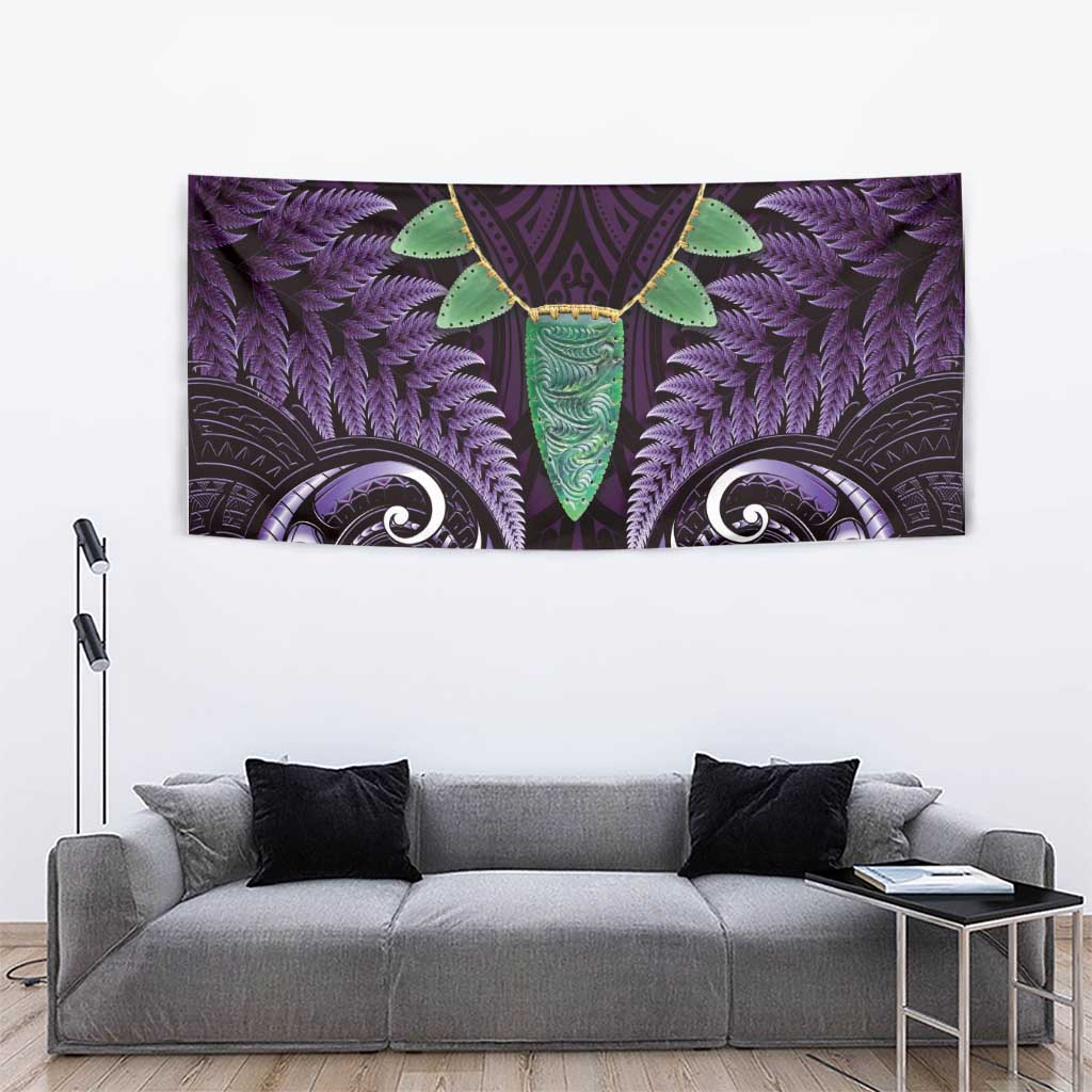 Aotearoa Pounamu Niho Tapestry Silver Fern Mix Maori Pattern - Purple - Vibe Hoodie Shop