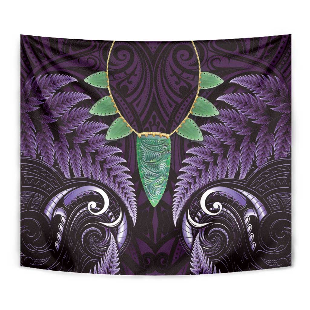 Aotearoa Pounamu Niho Tapestry Silver Fern Mix Maori Pattern - Purple - Vibe Hoodie Shop