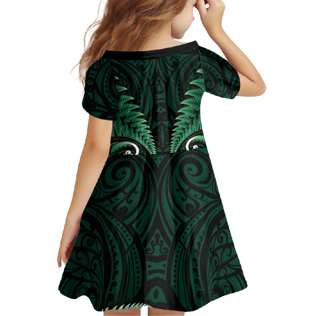 Aotearoa Pounamu Niho Family Matching Long Sleeve Bodycon Dress and Hawaiian Shirt Silver Fern Mix Maori Pattern - Green