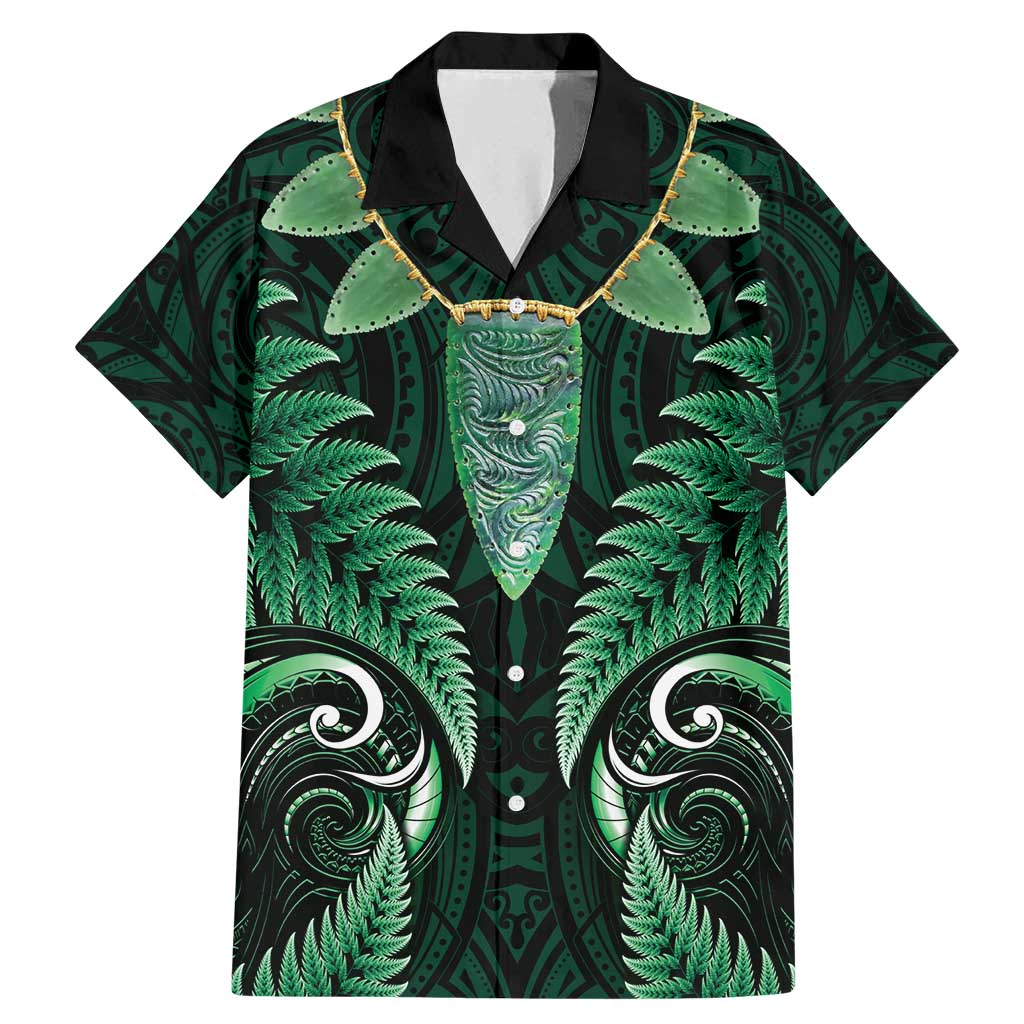 Aotearoa Pounamu Niho Family Matching Mermaid Dress and Hawaiian Shirt Silver Fern Mix Maori Pattern - Green