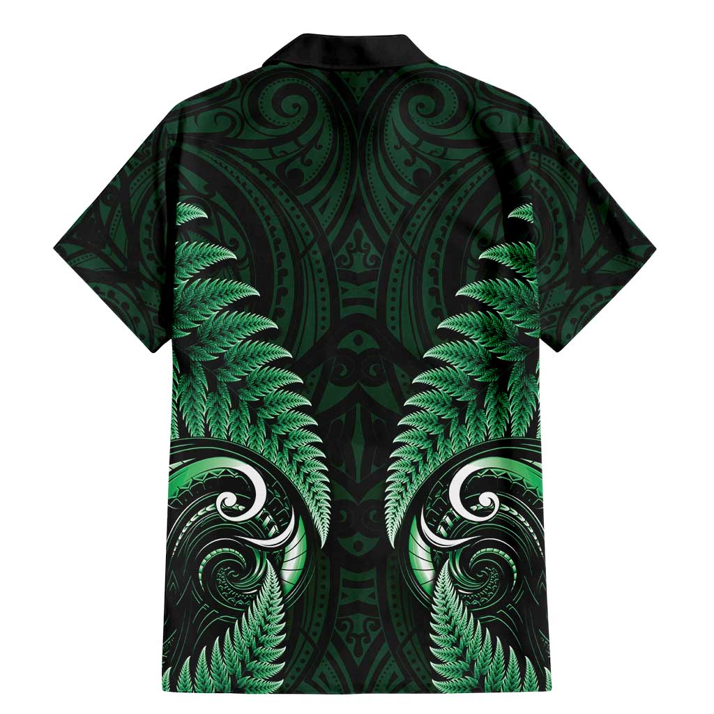 Aotearoa Pounamu Niho Family Matching Mermaid Dress and Hawaiian Shirt Silver Fern Mix Maori Pattern - Green