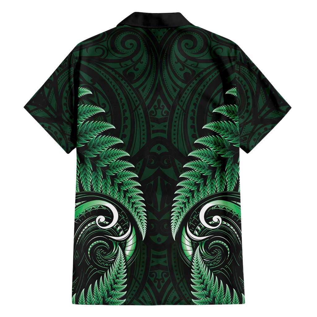 Aotearoa Pounamu Niho Family Matching Off Shoulder Maxi Dress and Hawaiian Shirt Silver Fern Mix Maori Pattern - Green