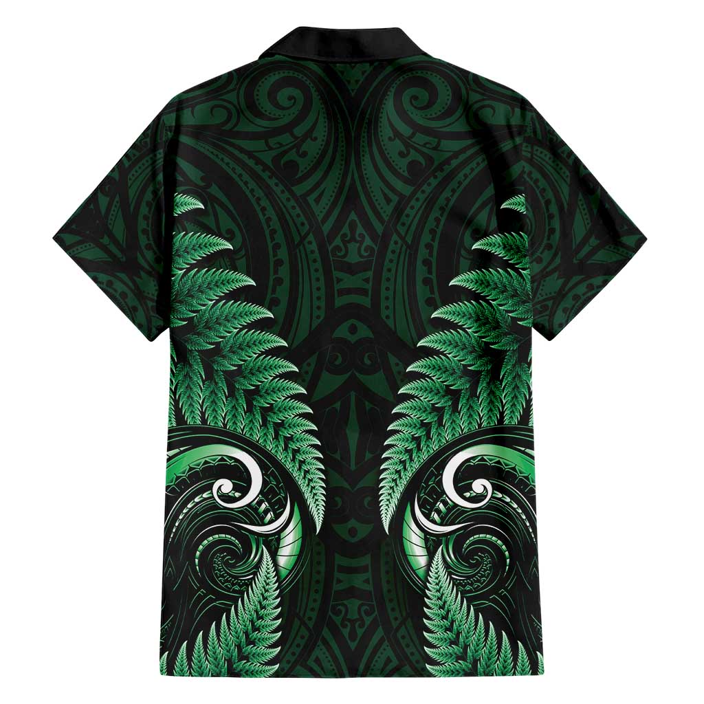 Aotearoa Pounamu Niho Family Matching Short Sleeve Bodycon Dress and Hawaiian Shirt Silver Fern Mix Maori Pattern - Green