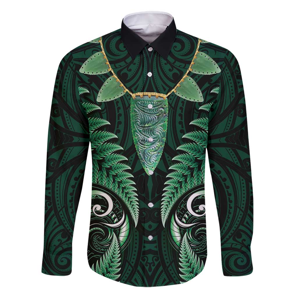 Aotearoa Pounamu Niho Family Matching Tank Maxi Dress and Hawaiian Shirt Silver Fern Mix Maori Pattern - Green
