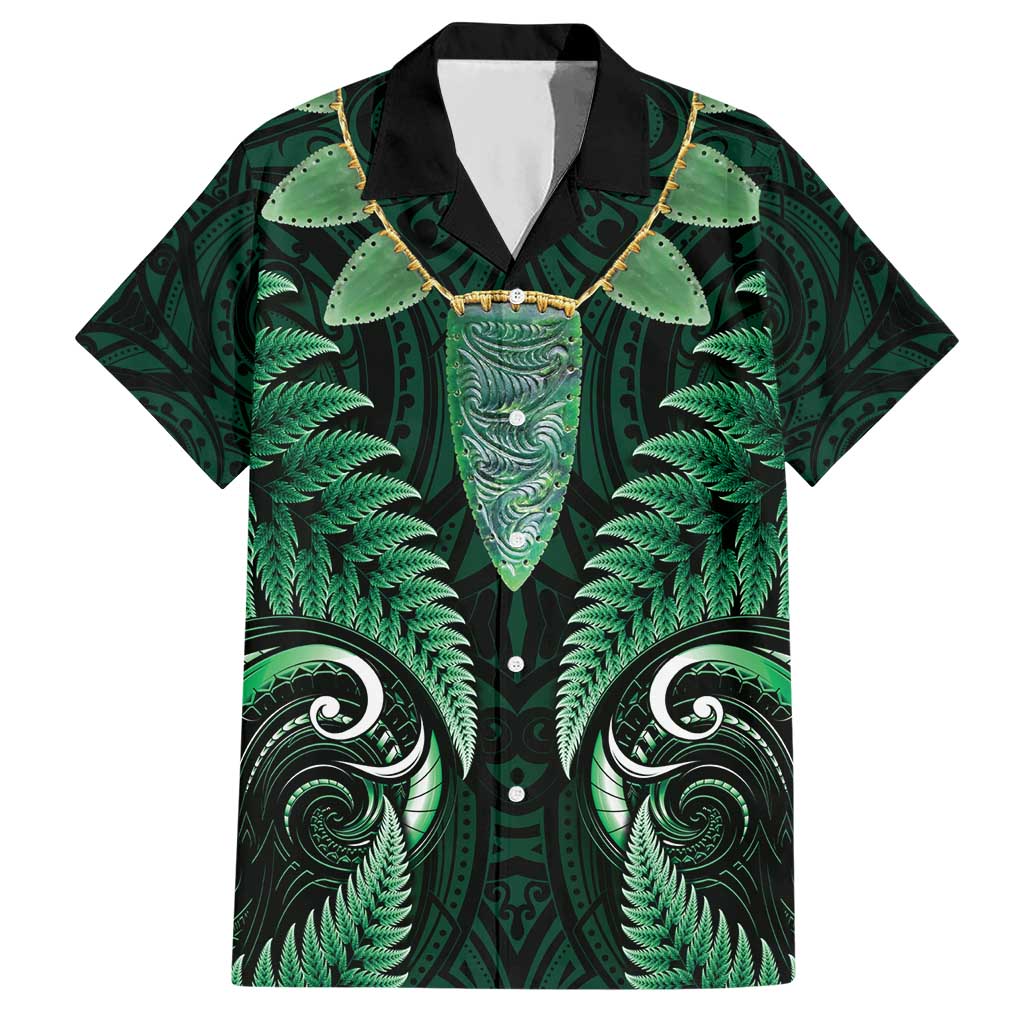 Aotearoa Pounamu Niho Hawaiian Shirt Silver Fern Mix Maori Pattern - Green - Vibe Hoodie Shop