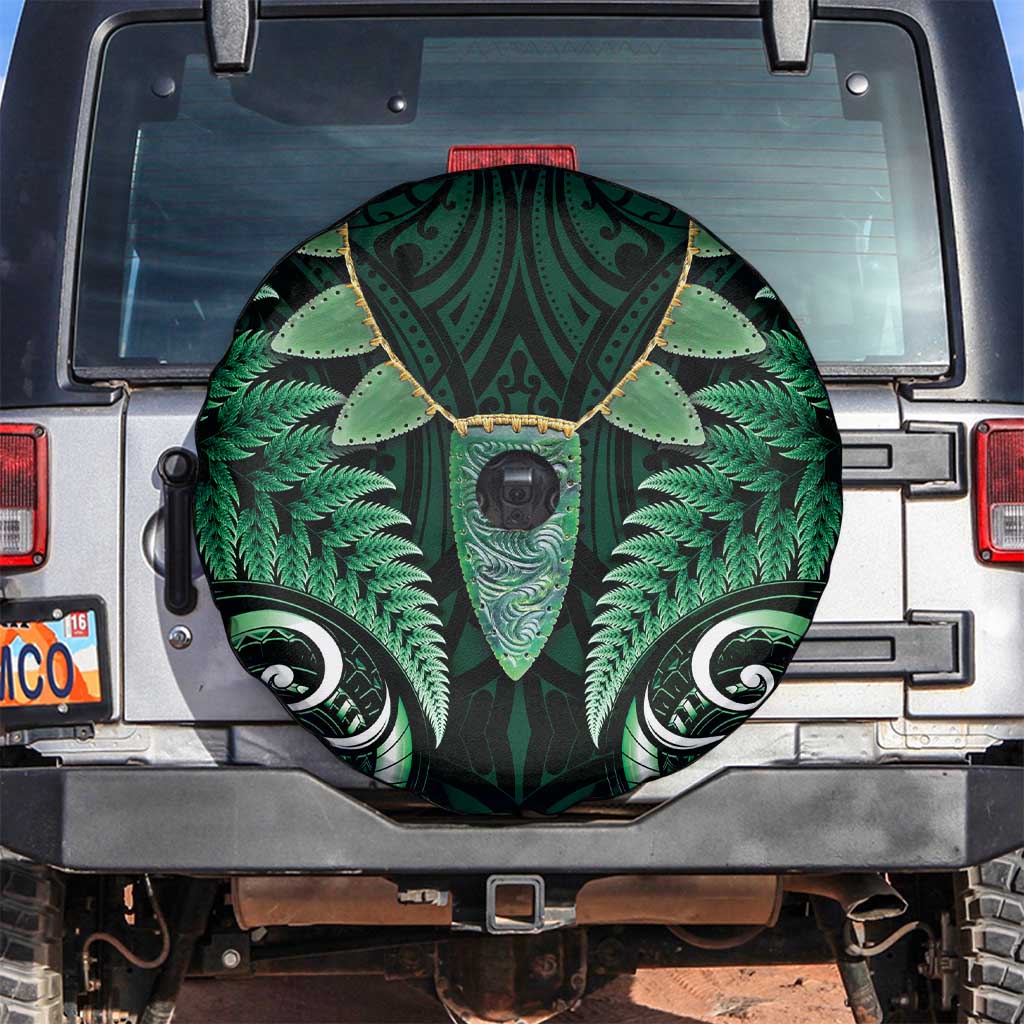 Aotearoa Pounamu Niho Spare Tire Cover Silver Fern Mix Maori Pattern - Green - Vibe Hoodie Shop