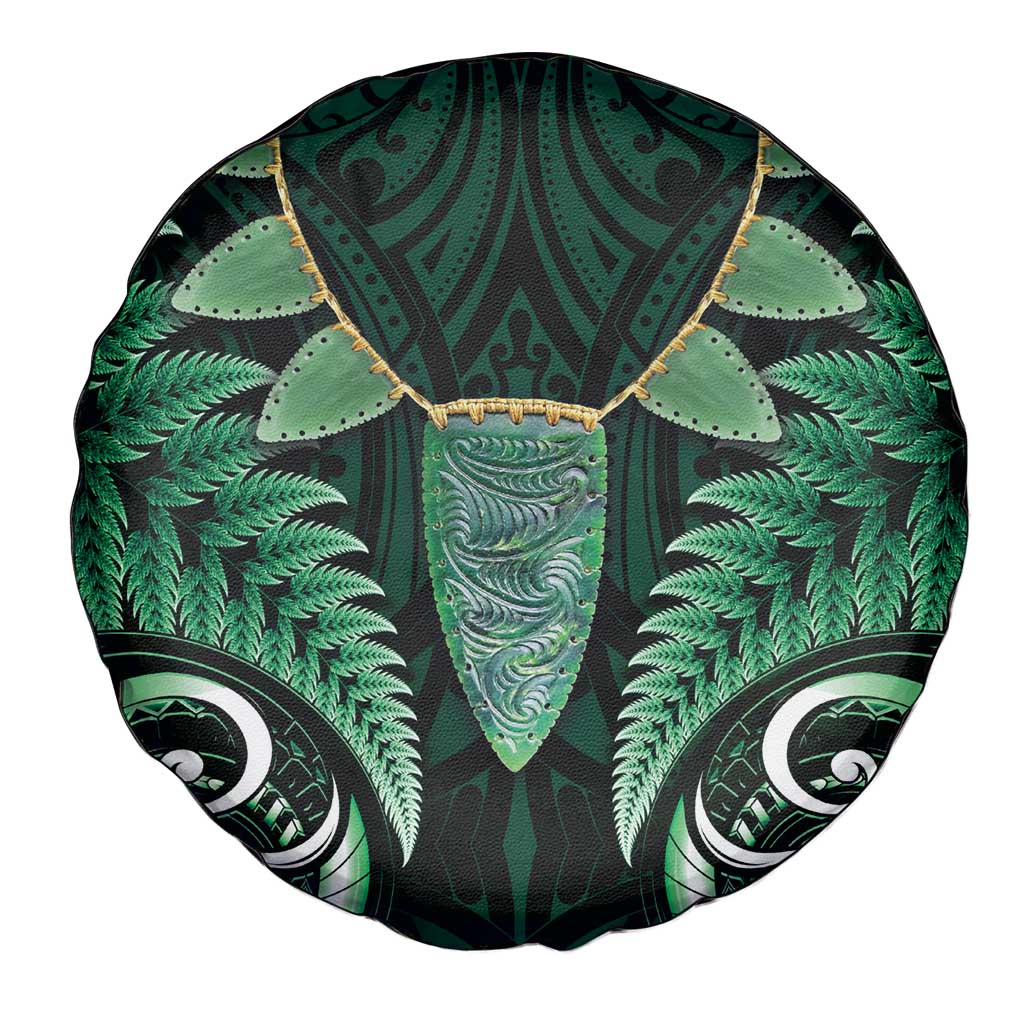 Aotearoa Pounamu Niho Spare Tire Cover Silver Fern Mix Maori Pattern - Green - Vibe Hoodie Shop