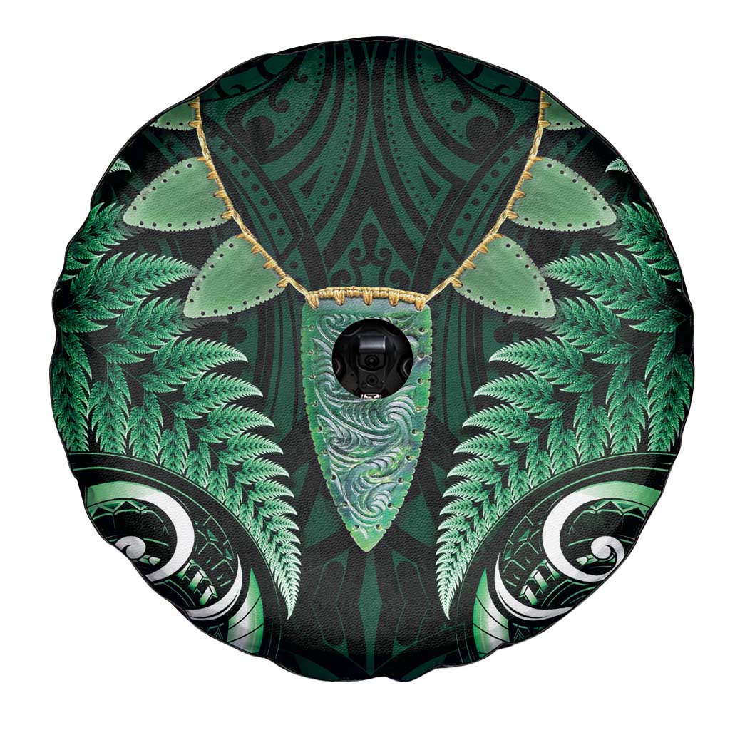 Aotearoa Pounamu Niho Spare Tire Cover Silver Fern Mix Maori Pattern - Green - Vibe Hoodie Shop