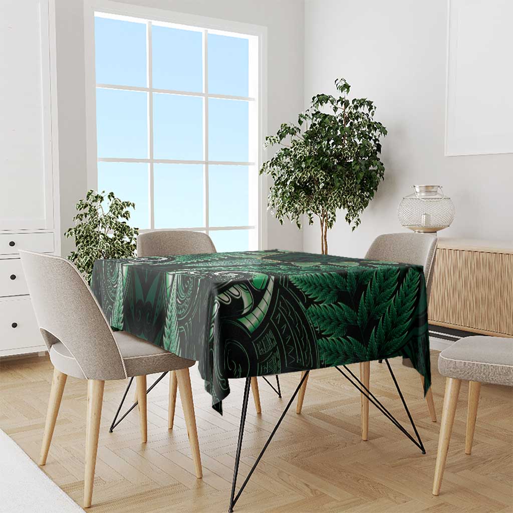 Aotearoa Pounamu Niho Tablecloth Silver Fern Mix Maori Pattern - Green