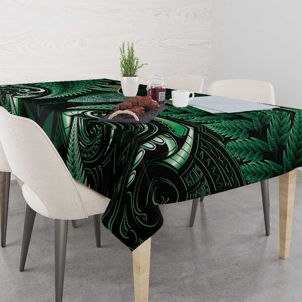 Aotearoa Pounamu Niho Tablecloth Silver Fern Mix Maori Pattern - Green