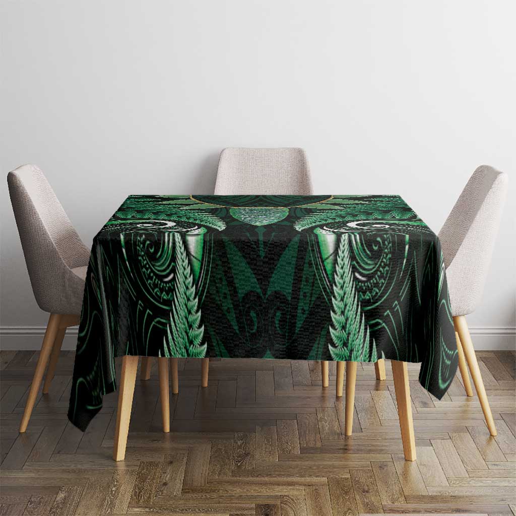 Aotearoa Pounamu Niho Tablecloth Silver Fern Mix Maori Pattern - Green