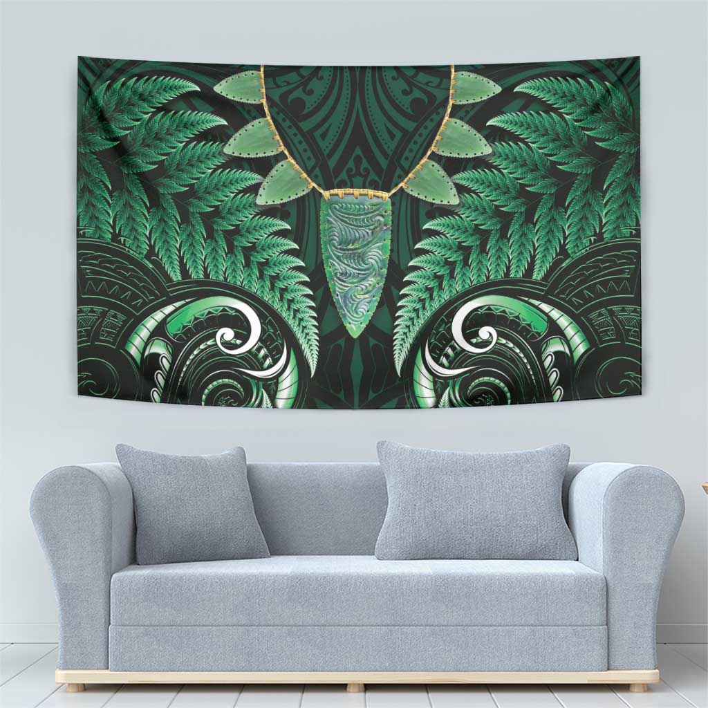 Aotearoa Pounamu Niho Tapestry Silver Fern Mix Maori Pattern - Green - Vibe Hoodie Shop