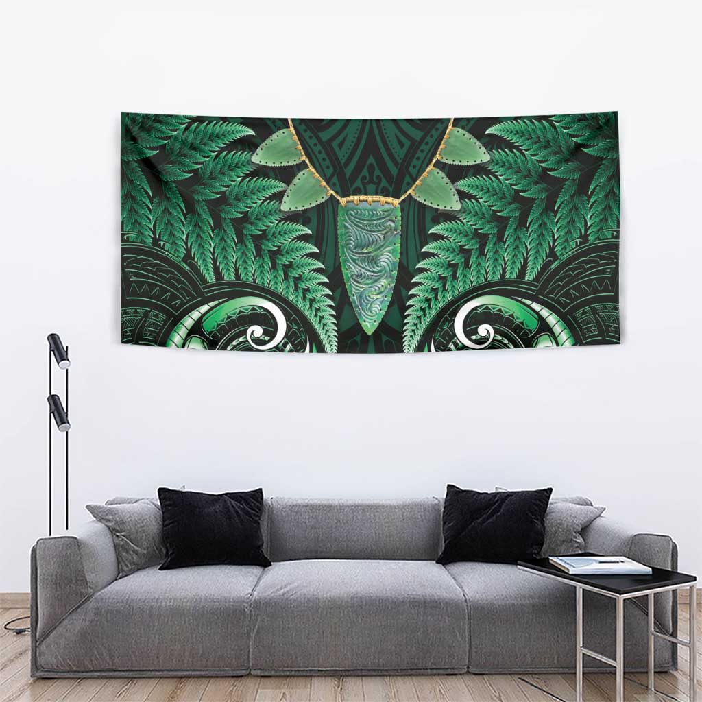 Aotearoa Pounamu Niho Tapestry Silver Fern Mix Maori Pattern - Green - Vibe Hoodie Shop