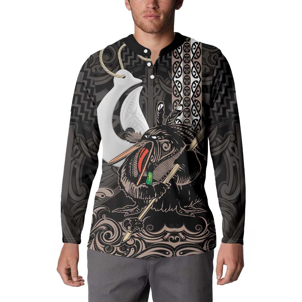 Aotearoa Hei Matau Button Sweatshirt Haka Kiwi Mix Maori Mangopare