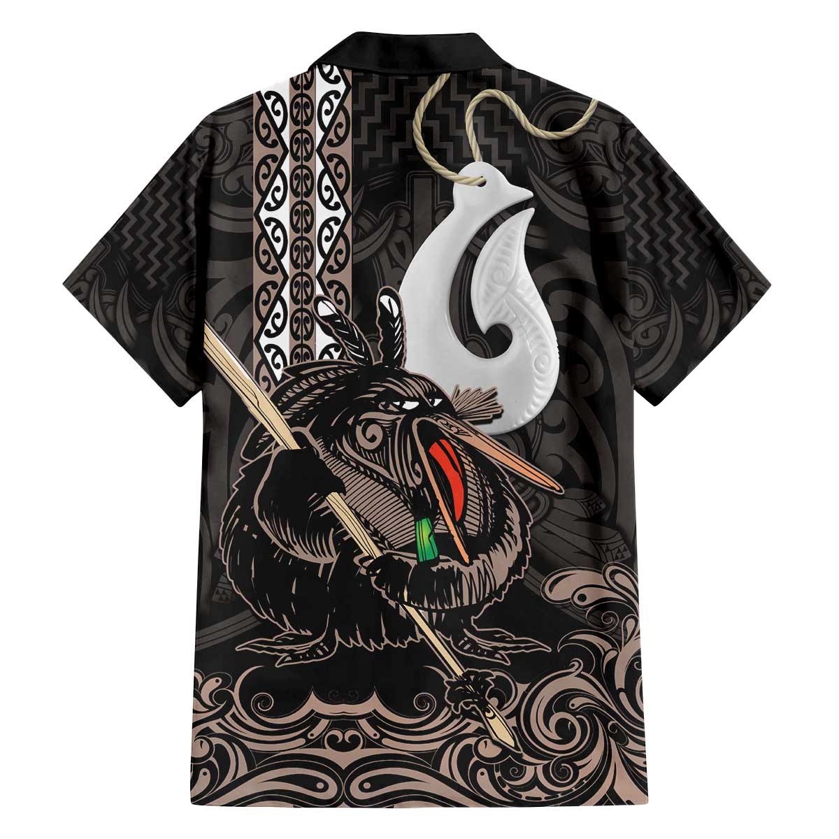 Aotearoa Hei Matau Family Matching Off The Shoulder Long Sleeve Dress and Hawaiian Shirt Haka Kiwi Mix Maori Mangopare