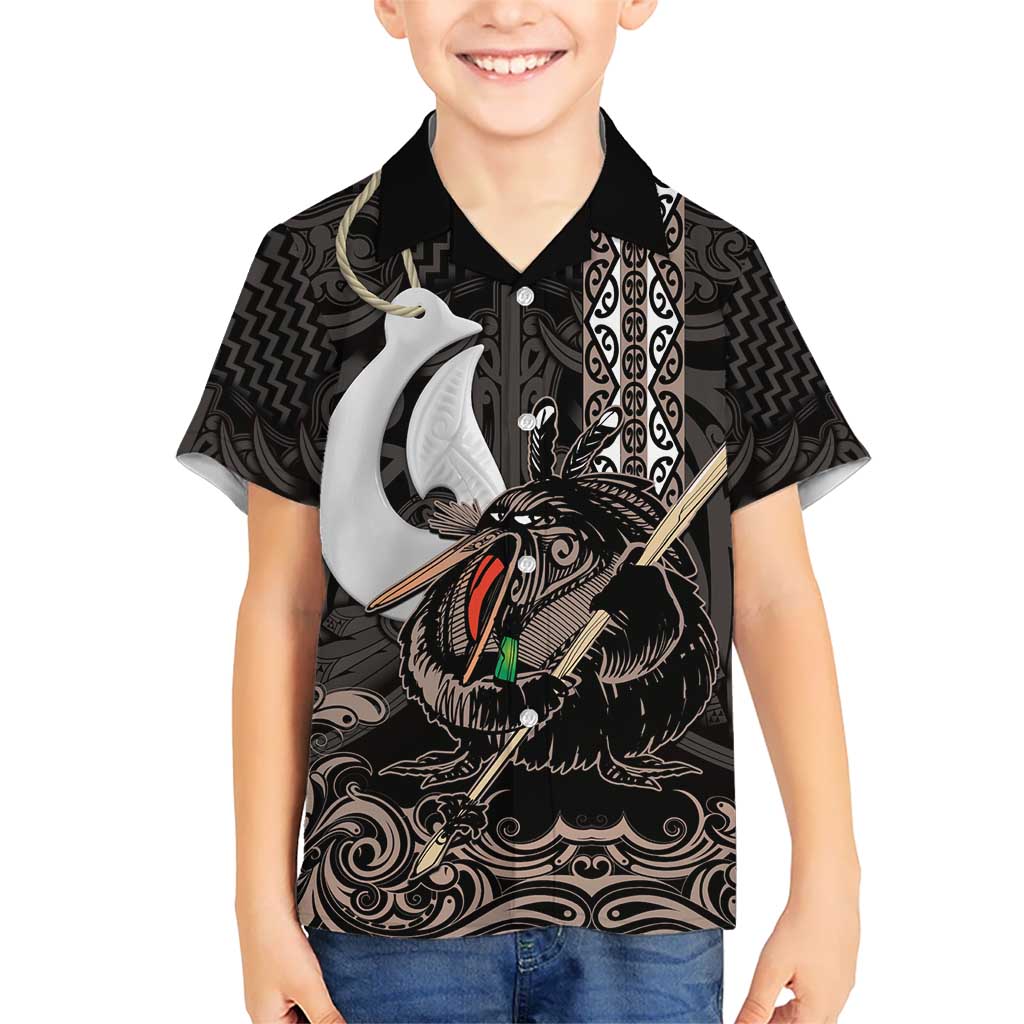 Aotearoa Hei Matau Kid Hawaiian Shirt Haka Kiwi Mix Maori Mangopare