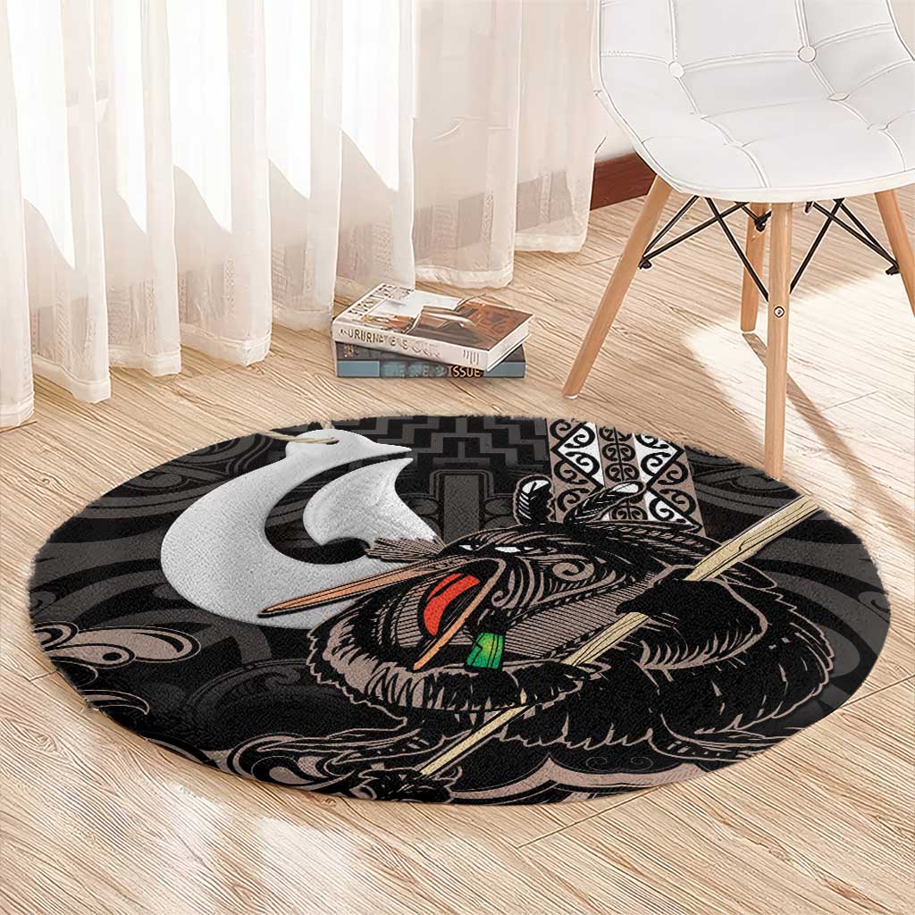 Aotearoa Hei Matau Round Carpet Haka Kiwi Mix Maori Mangopare