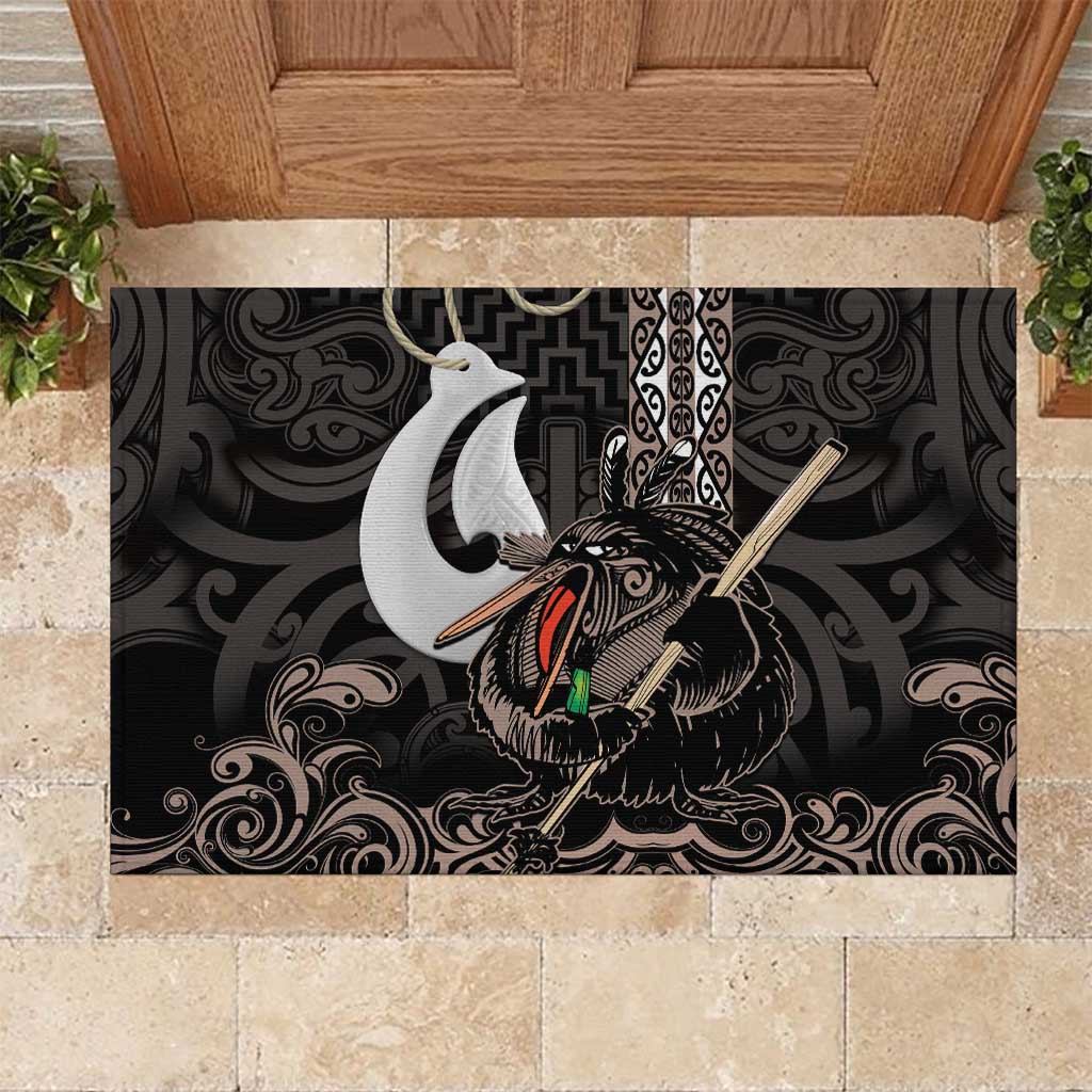 Aotearoa Hei Matau Rubber Doormat Haka Kiwi Mix Maori Mangopare