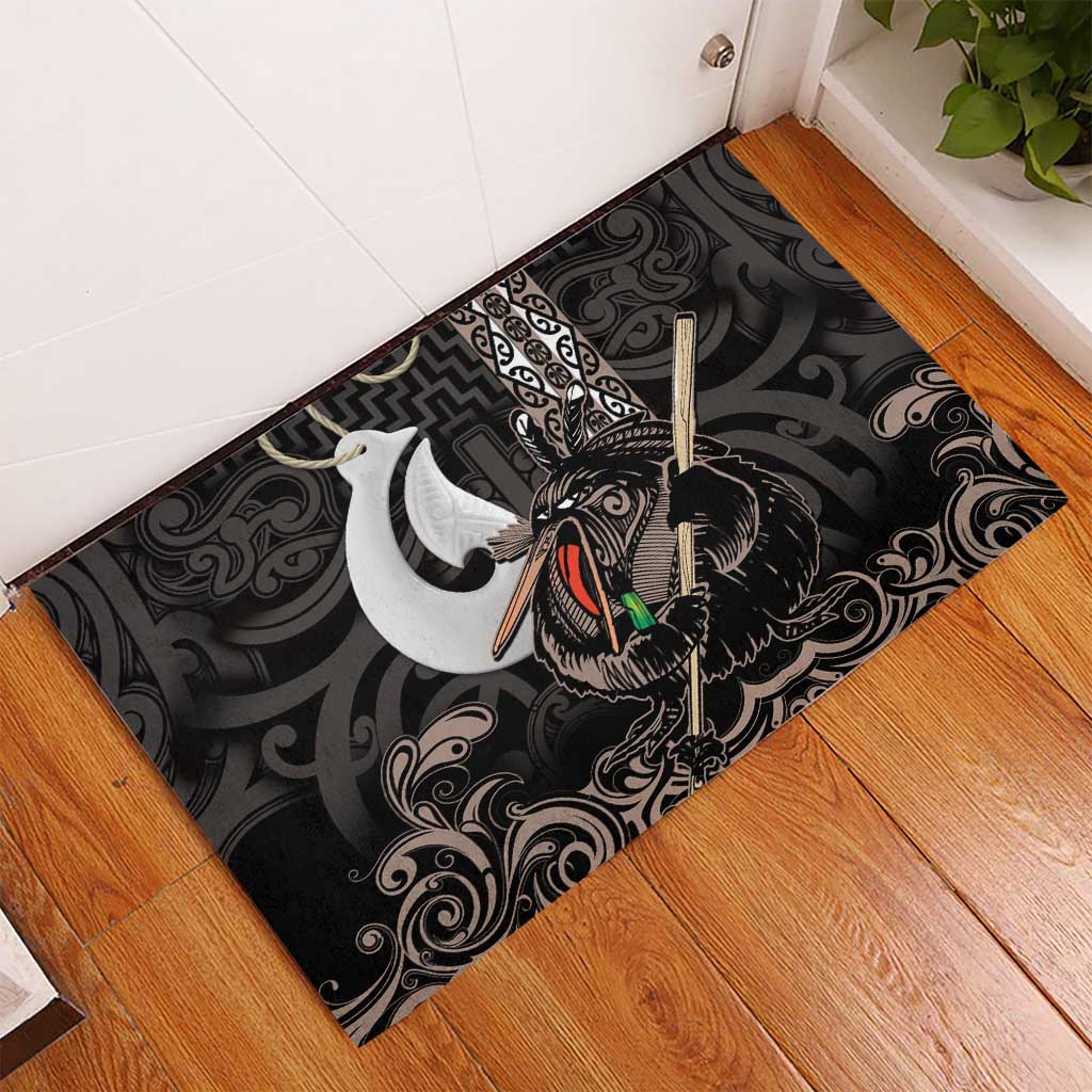 Aotearoa Hei Matau Rubber Doormat Haka Kiwi Mix Maori Mangopare