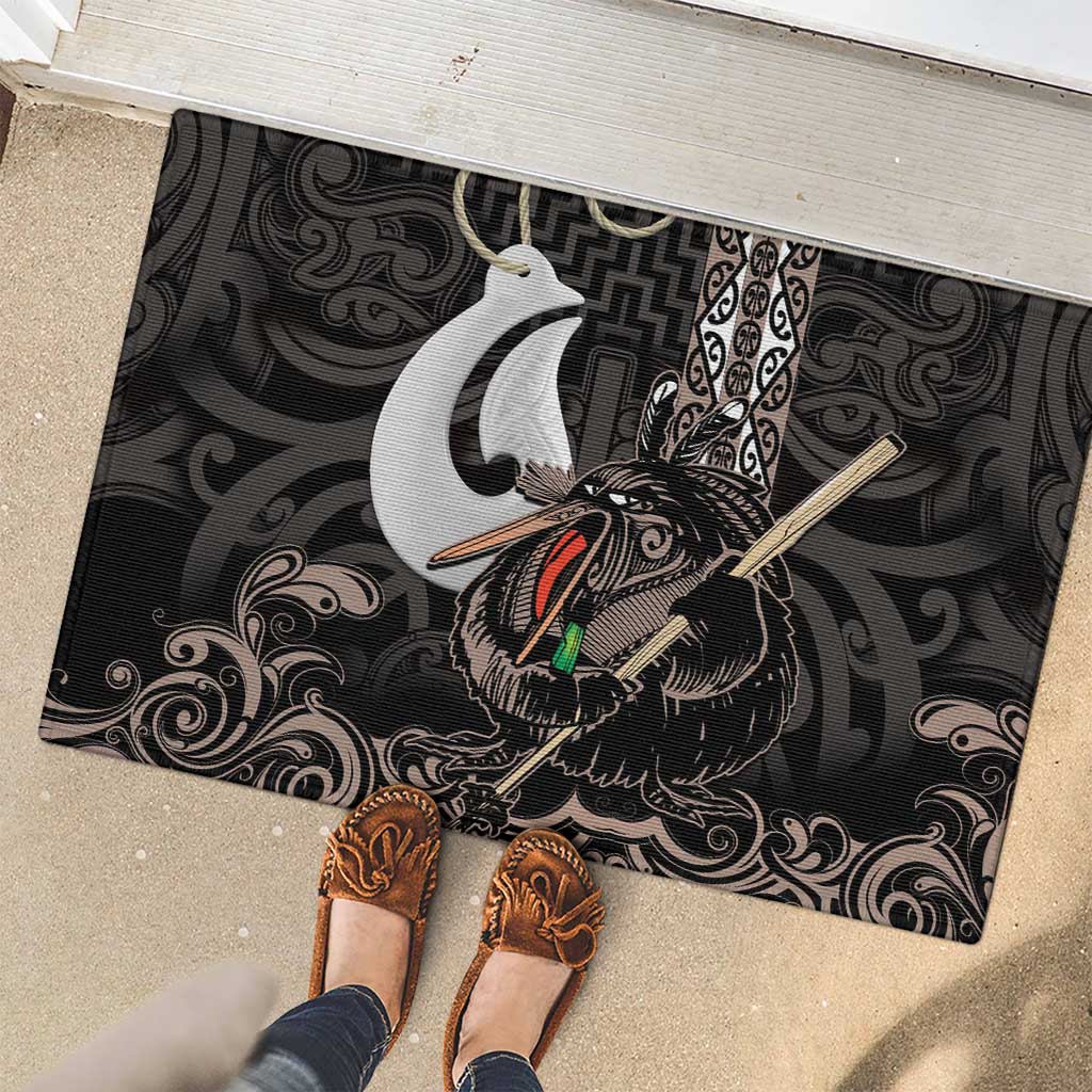 Aotearoa Hei Matau Rubber Doormat Haka Kiwi Mix Maori Mangopare