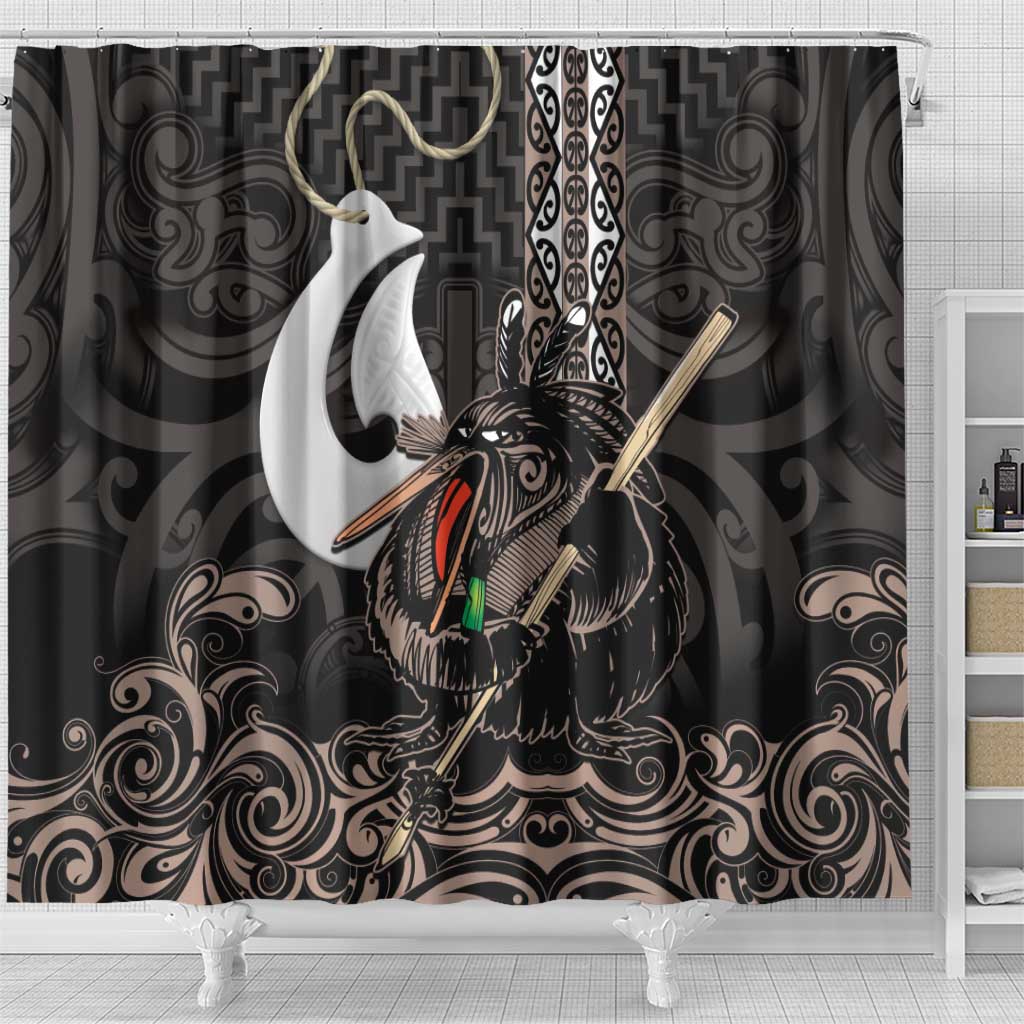 Aotearoa Hei Matau Shower Curtain Haka Kiwi Mix Maori Mangopare