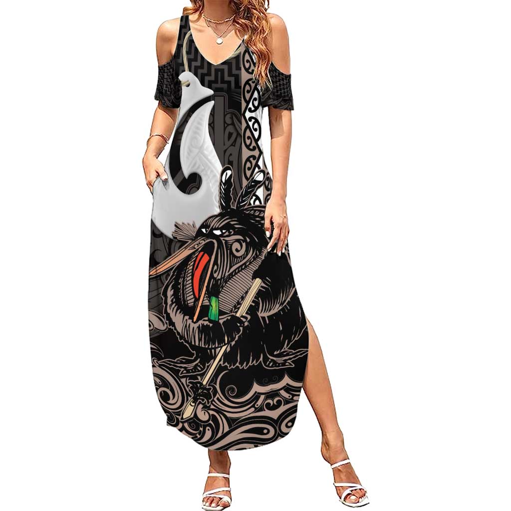 Aotearoa Hei Matau Summer Maxi Dress Haka Kiwi Mix Maori Mangopare