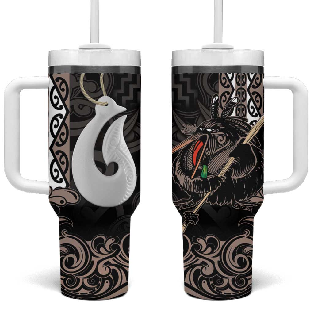 Aotearoa Hei Matau Tumbler With Handle Haka Kiwi Mix Maori Mangopare