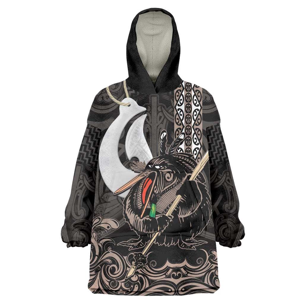 Aotearoa Hei Matau Wearable Blanket Hoodie Haka Kiwi Mix Maori Mangopare - Vibe Hoodie Shop