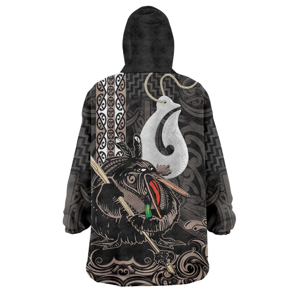 Aotearoa Hei Matau Wearable Blanket Hoodie Haka Kiwi Mix Maori Mangopare - Vibe Hoodie Shop